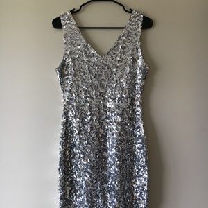 New Years Eve Esque Silver Sequin Dress